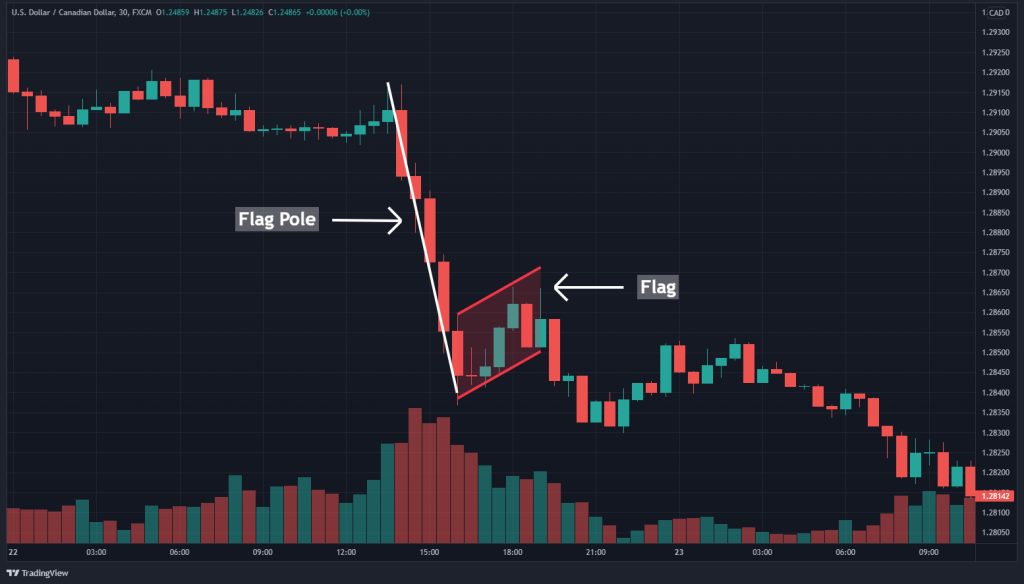 bear flag chart pattern, forex trading