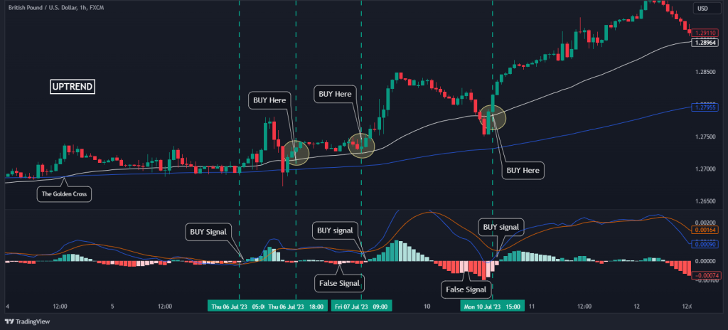 trend strategy buy signals with MACD